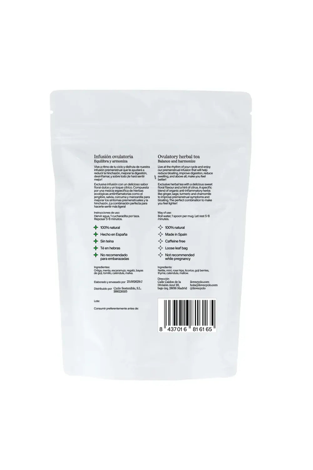 Infusión ovulatoria – Reguladora 80 gr